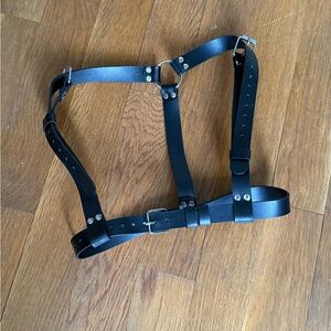 Women's Black Genuine Leather Belt Harness - XS